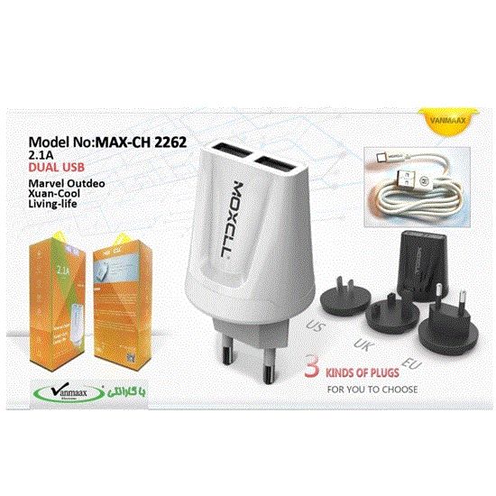 تصویر  شارژر دیواری فست دو پورت ماکسوم مدل CH2264