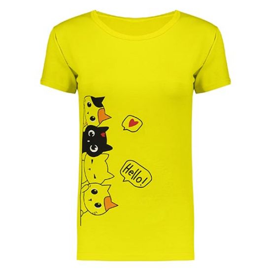 Picture of تی شرت زرد طرح گربه کد 402