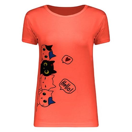 Picture of تی شرت صورتی پررنگ طرح گربه کد 405