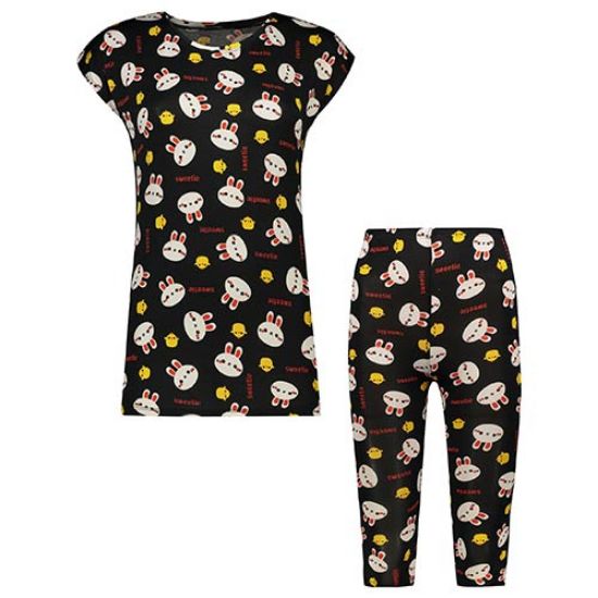 Picture of ست تاپ و شلوار برمودا مشکی طرح سویتی کد 505