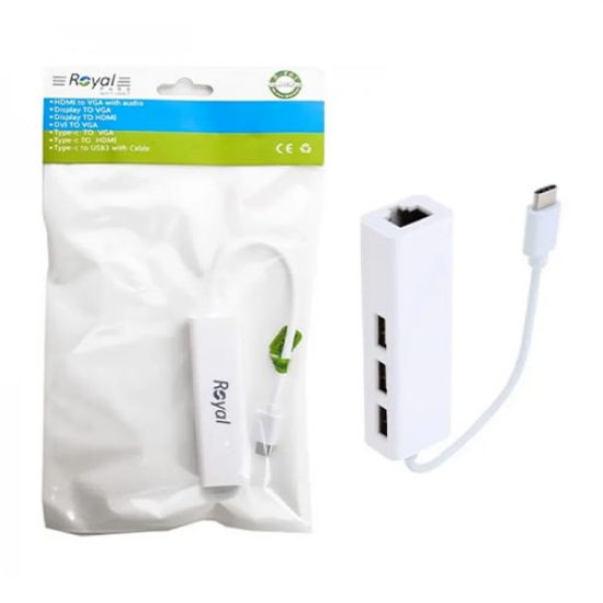 Picture of هاب 3 پورت USB-C به LAN و USB رویال مدل RC-4030