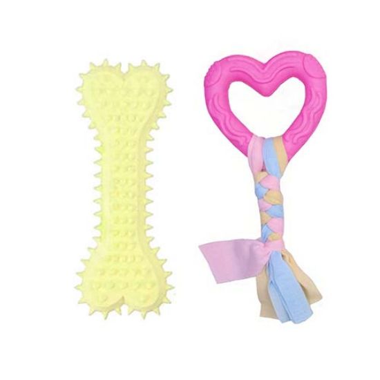 Picture of اسباب بازی دندانی سگ بایو موزارا مدل قلب و استخوان کرم و سرخابی