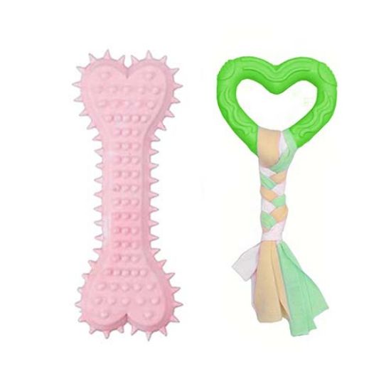 Picture of اسباب بازی دندانی سگ بایو موزارا مدل قلب و استخوان صورتی و سبز